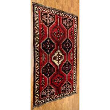 5.6 x 8.3 Vintage Tribal Red Rose 100% Wool Hand Made Rug Vegetable Dye 412861 Montaage Inc. image 4