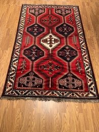 5.6 x 8.3 Vintage Tribal Red Rose 100% Wool Hand Made Rug Vegetable Dye 412861 Montaage Inc. image 3