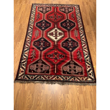 5.6 x 8.3 Vintage Tribal Red Rose 100% Wool Hand Made Rug Vegetable Dye 412861 Montaage Inc. image 3