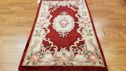 3 x 5 Rusty Red Hand Woven French Aubusson 90L Wool 413150 Montaage Inc. image 1