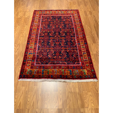 4.3 x 6.9  Vintage Tribal Geometric  Navy 100% Wool Rug Vegetable Dye Rug 413175 Montaage Inc. image 1