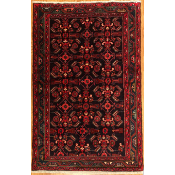 4.2 x 6.6  Vintage Tribal Geometric Black 100% Wool Vegetable Dye Rug 413179 Montaage Inc. image 2
