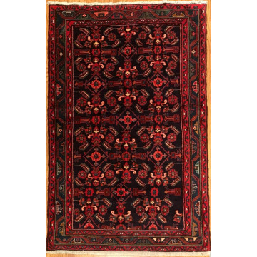 4.2 x 6.6  Vintage Tribal Geometric Black 100% Wool Vegetable Dye Rug 413179 Montaage Inc. image 5