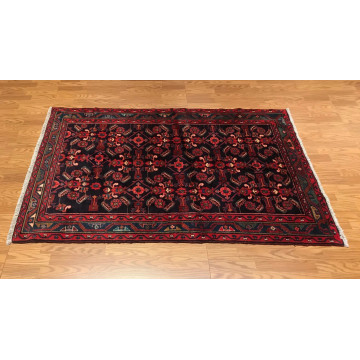 4.2 x 6.6  Vintage Tribal Geometric Black 100% Wool Vegetable Dye Rug 413179 Montaage Inc. image 3