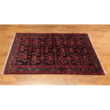 4.2 x 6.6  Vintage Tribal Geometric Black 100% Wool Vegetable Dye Rug 413179 Montaage Inc. image 4