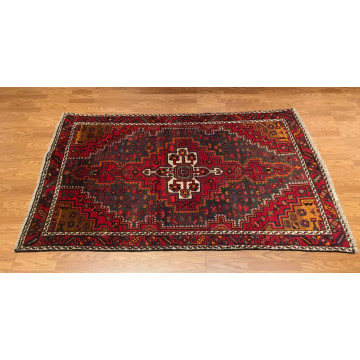 4.2 x 7.2 Vintage Tribal Geometric Navy 100% Wool Vegetable Dye Rug 413187 Montaage Inc. image 2