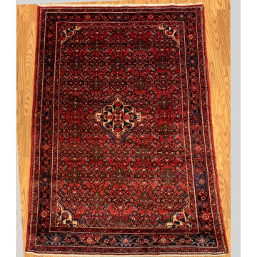 4.9x 8.9  Vintage Tribal Red/Navy 100% Wool Hand Made Rug Vegetable Dye 413190 Montaage Inc. image 4