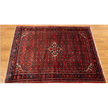 4.9x 8.9  Vintage Tribal Red/Navy 100% Wool Hand Made Rug Vegetable Dye 413190 Montaage Inc. image 2