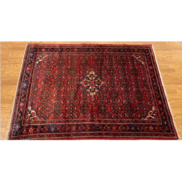 4.9x 8.9  Vintage Tribal Red/Navy 100% Wool Hand Made Rug Vegetable Dye 413190 Montaage Inc. image 3