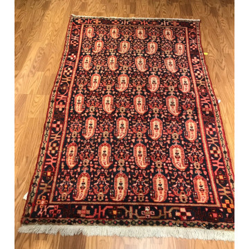 4.2 x 6.9  Vintage Tribal Geometric Red 100% Wool Vegetable Dye Rug 413208 Montaage Inc. image 2