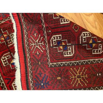 4 x 7.7 ft  Vintage Tribal Red 100% Wool Vegetable Dye Rug 413229 Montaage Inc. image 5