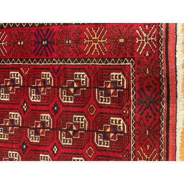 4 x 7.7 ft  Vintage Tribal Red 100% Wool Vegetable Dye Rug 413229 Montaage Inc. image 6