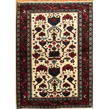 4.6 x 6.10 Vintage Tribal Geometric Cream 100% Wool Vegetable Dye 413233 Montaage Inc. image 4
