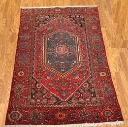 4.4 x 6.7 Vintage Tribal Geometric Red 100% Wool Vegetable Dye 413279 Montaage Inc. image 1