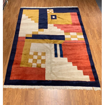 7 x 9.6 Vintage Hand Knotted 100% Wool Vegetable Dye Area Rug 413923 Montaage Inc. image 5