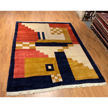 7 x 9.6 Vintage Hand Knotted 100% Wool Vegetable Dye Area Rug 413923 Montaage Inc. image 3