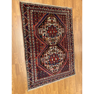 4.4 X 6 Vintage Tribal Dusty Rose Hand Knotted 100% Wool Vegetable Dye Rug 413940 Montaage Inc. image 2