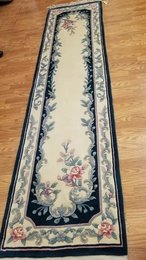2.5 x 10 Ivory & Green Hand Woven French Aubusson 90L Wool 414068 Montaage Inc. image 1