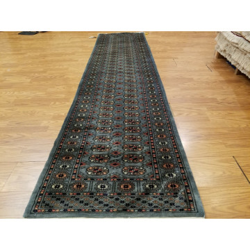 2.7 x 11 Gray Pakistan Bokharra Hand Knotted Wool Rug 414088 Montaage Inc. image 2