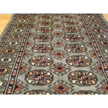2.7 x 11 Gray Pakistan Bokharra Hand Knotted Wool Rug 414088 Montaage Inc. image 3