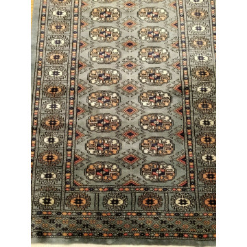 2.7 x 11 Gray Pakistan Bokharra Hand Knotted Wool Rug 414088 Montaage Inc. image 5