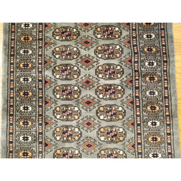 2.7 x 11 Gray Pakistan Bokharra Hand Knotted Wool Rug 414088 Montaage Inc. image 6
