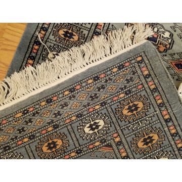 2.7 x 11 Gray Pakistan Bokharra Hand Knotted Wool Rug 414088 Montaage Inc. image 7