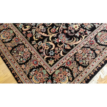 8 x 10 Black Indo Aubusson Hand Knotted Wool Oriental Rug