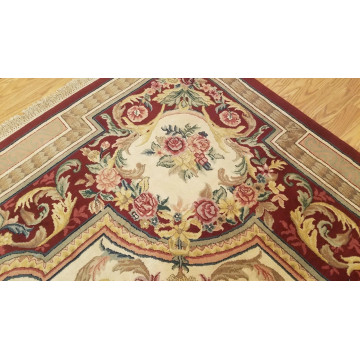 9 x 12 Burgundy Hand woven French Aubusson 100% wool Area rug 414325 Montaage Inc. image 4