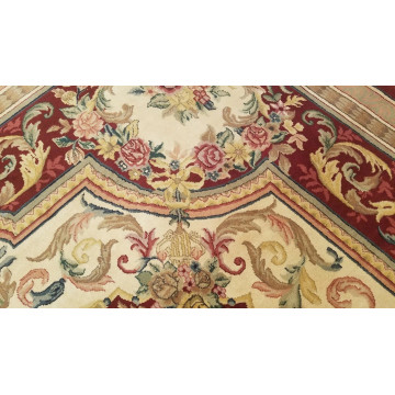 9 x 12 Burgundy Hand woven French Aubusson 100% wool Area rug 414325 Montaage Inc. image 5
