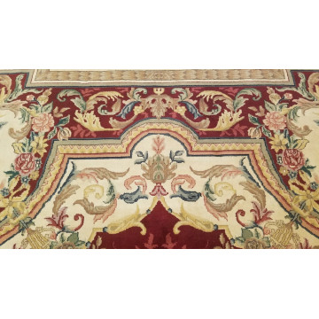 9 x 12 Burgundy Hand woven French Aubusson 100% wool Area rug 414325 Montaage Inc. image 6