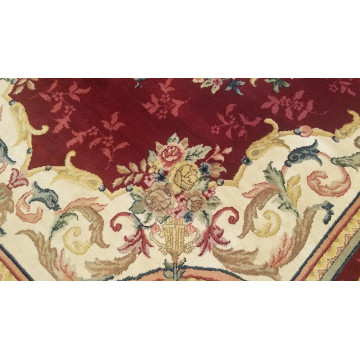 9 x 12 Burgundy Hand woven French Aubusson 100% wool Area rug 414325 Montaage Inc. image 7