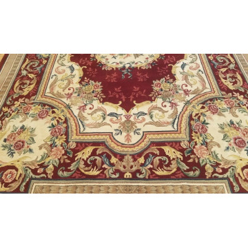 9 x 12 Burgundy Hand woven French Aubusson 100% wool Area rug 414325 Montaage Inc. image 2