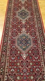 2.6 x 10 Red & Navy Indo Hand Knotted Wool Oriental rug 414507 Montaage Inc. image 6