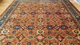 8 x 10 Fine Quality Vegetable Dye Rust & Navy Hand Knotted Wool Rug 415717 Montaage Inc. image 6