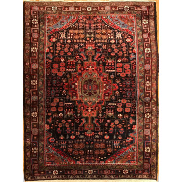 4.10 x 8  Vintage Tribal Geometric Black 100% Wool Vegetable Dye 415813 Montaage Inc. image 3