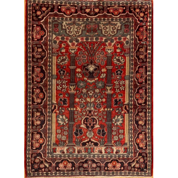 4.3 x 6.9  Semi Antique Tribal Floral  Red 100% Wool Rug Vegetable Dye Rug 415829 Montaage Inc. image 3