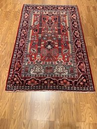 4.3 x 6.9  Semi Antique Tribal Floral  Red 100% Wool Rug Vegetable Dye Rug 415829 Montaage Inc. image 2