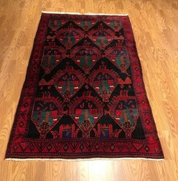 4.3 x 7.3 Vintage Tribal 100% Wool Hand Knotted Vegetable Dye Area Rug 415844 Montaage Inc. image 2