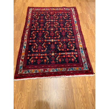 5 X 7.3 Vintage Navy Tribal Hand Knotted 100% Wool Vegetable Dye Rug 415849 Montaage Inc. image 1