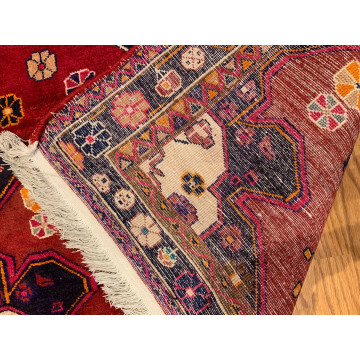 4.10 X 6.5 ft Vintage Tribal Red Hand Knotted 100% Wool Vegetable Dye Rug 415854 Montaage Inc. image 2