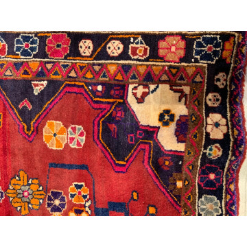 4.10 X 6.5 ft Vintage Tribal Red Hand Knotted 100% Wool Vegetable Dye Rug 415854 Montaage Inc. image 3