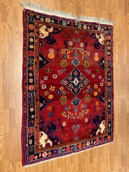 4.10 X 6.5 ft Vintage Tribal Red Hand Knotted 100% Wool Vegetable Dye Rug 415854 Montaage Inc. image 5
