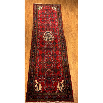 3. 5 x 13.2 Vintage Hand Knotted 100% Wool Vegetable Dye Area Rug