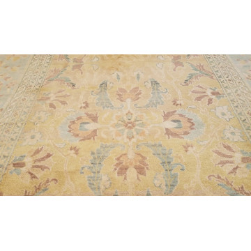 8 x 10 Salmon & Blue Vegetable Dyed Indo Pechavar Hand Knotted Wool Carpet 416472 Montaage Inc. image 4