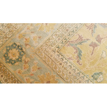 8 x 10 Salmon & Blue Vegetable Dyed Indo Pechavar Hand Knotted Wool Carpet 416472 Montaage Inc. image 6