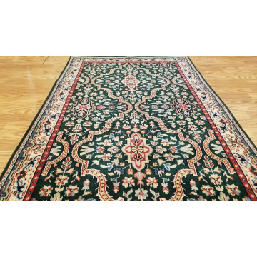 3 x 5 Emerald Green Indo Hand Knotted Wool Ruc