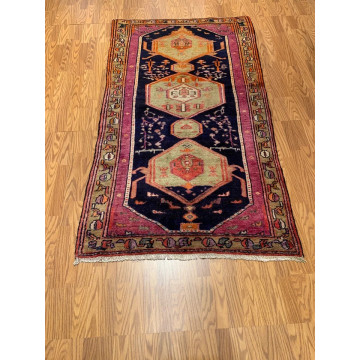 4 x 7  Semi Antique Tribal Navy 100% Wool Rug Vegetable Dye Rug 417206 Montaage Inc. image 1
