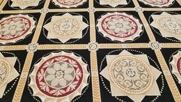 8 x 10  Black & Gold French Aubusson Needle Point Hand Knotted Wool Rug 417773 Montaage Inc. image 3