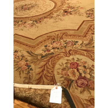 9 x 12 Antique Wash Hand woven French Aubusson Needle point 100% wool Area rug 417849 Montaage Inc. image 2
